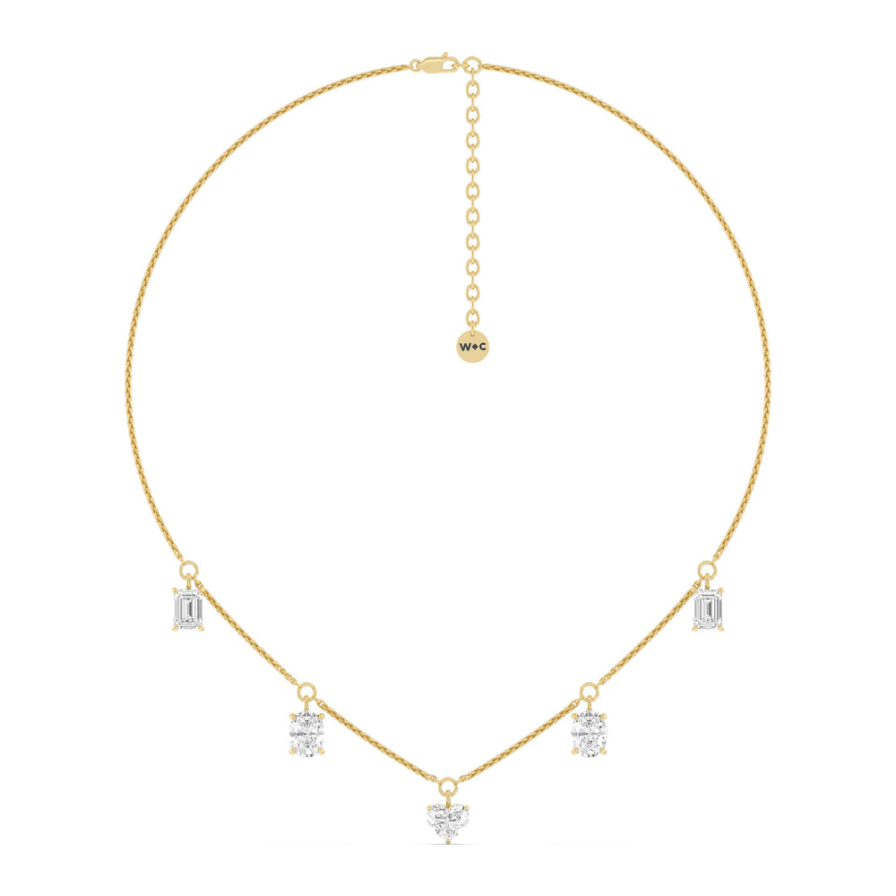 Multi Shape Station Diamond Necklace with 14KT Yellow Gold / Lab / 7 1/2 Cut Diamond in 14KT Yellow Gold / Lab / 7 1/2 view 5
