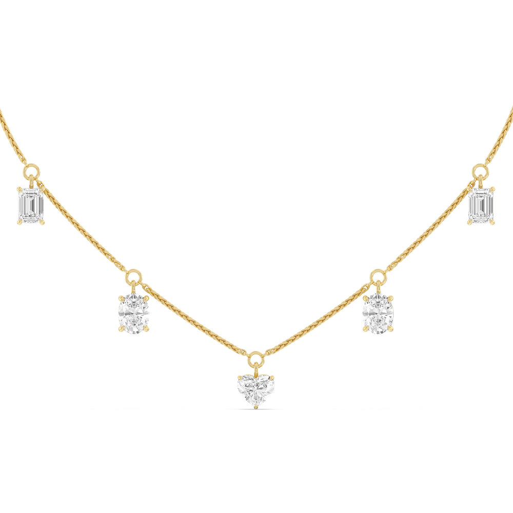 Multi Shape Station Diamond Necklace with 14KT Yellow Gold / Lab / 7 1/2 Cut Diamond in 14KT Yellow Gold / Lab / 7 1/2 view 1
