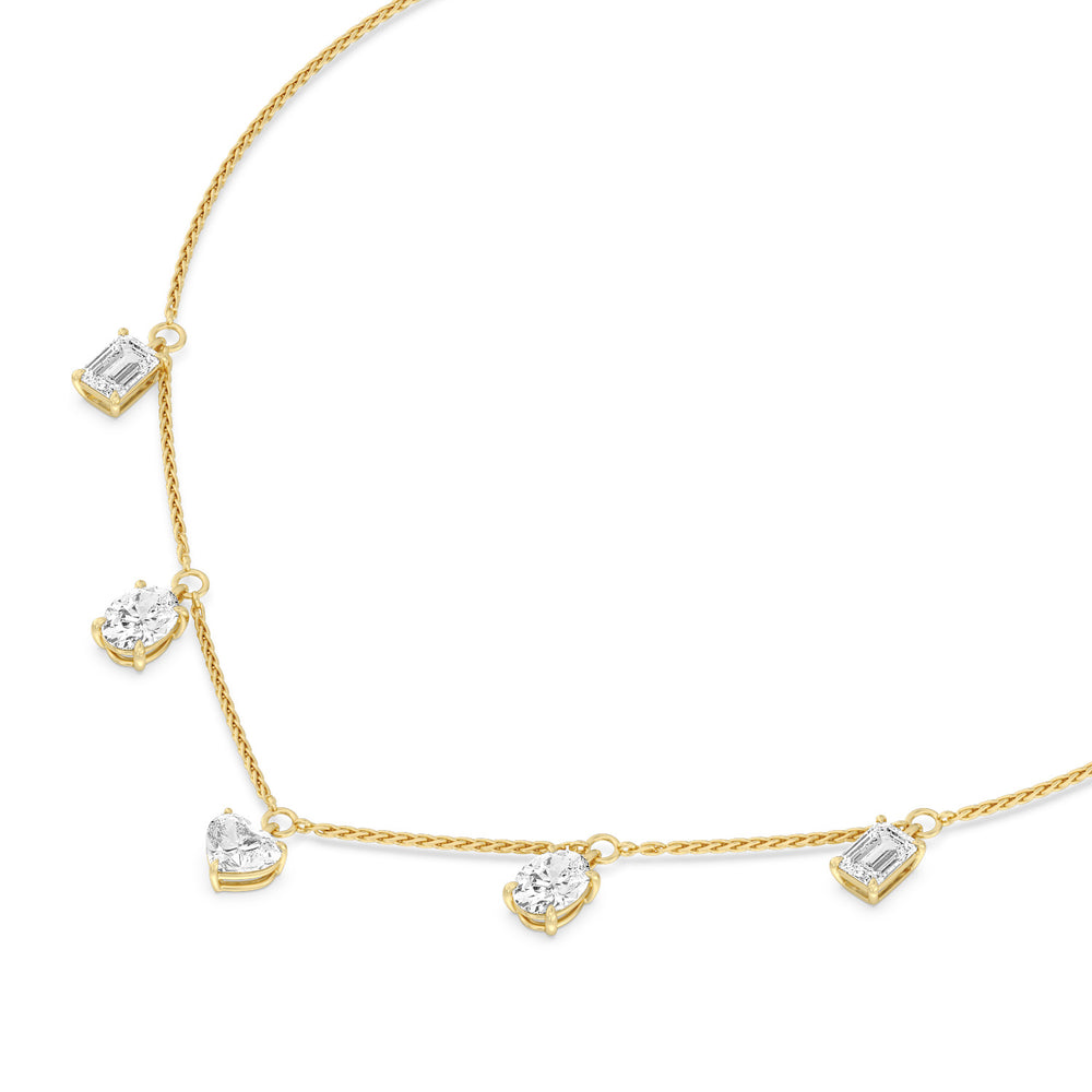 Multi Shape Station Diamond Necklace with 14KT Yellow Gold / Lab / 7 1/2 Cut Diamond in 14KT Yellow Gold / Lab / 7 1/2 view 2
