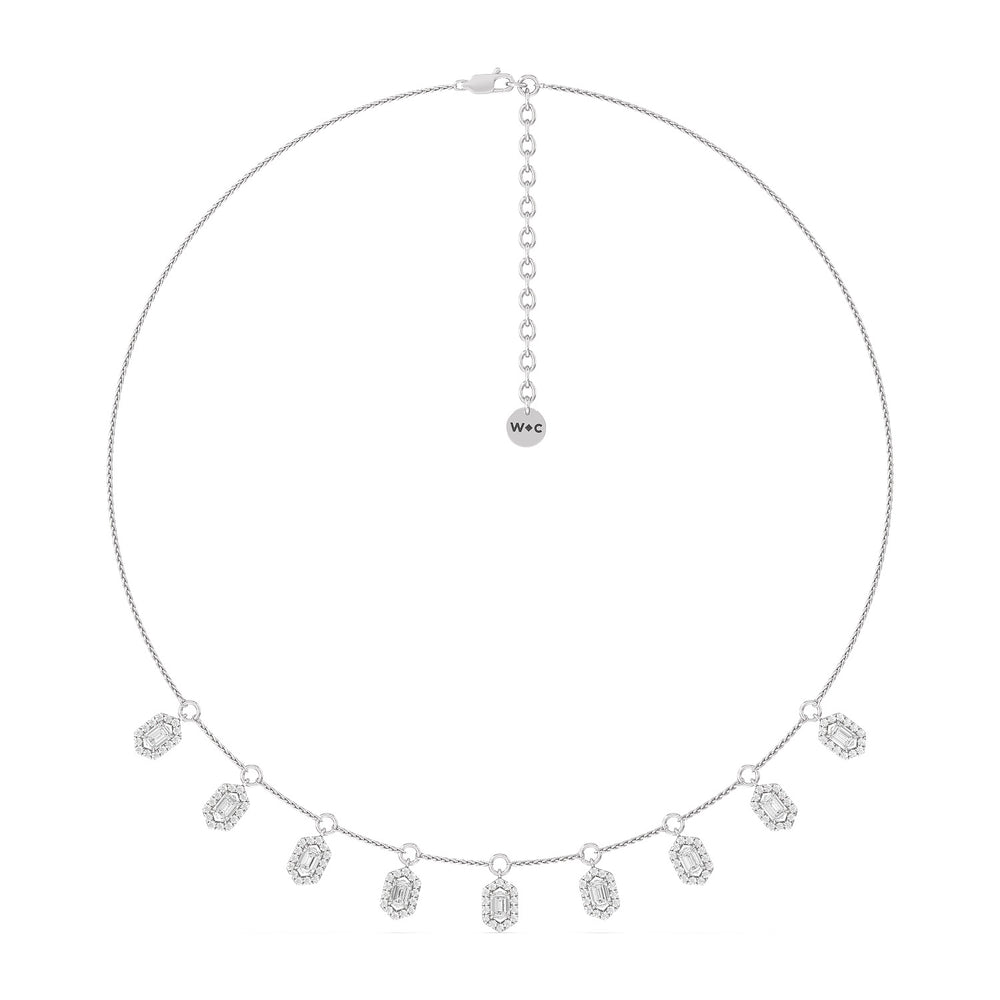 Halo Station Diamond Necklace with 14KT White Gold / Lab / 3 1/4 Cut Diamond in 14KT White Gold / Lab / 3 1/4 view 4
