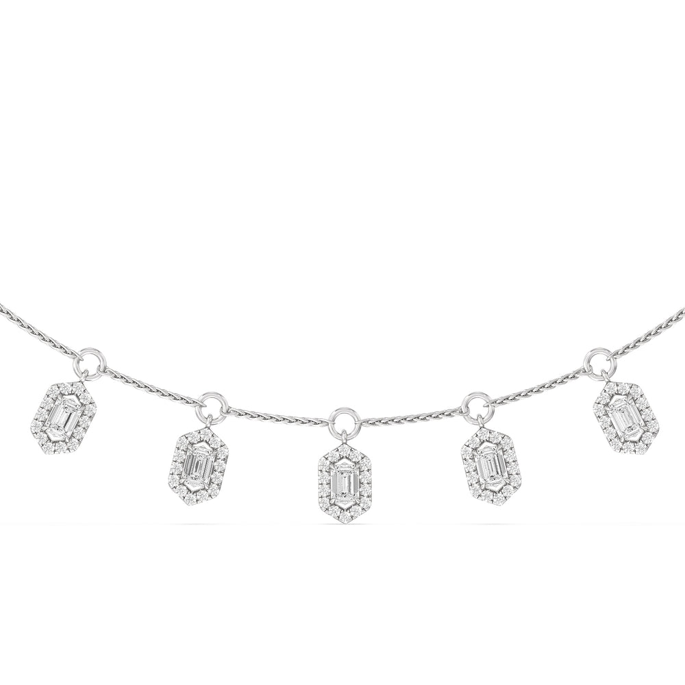Halo Station Diamond Necklace with 14KT White Gold / Lab / 3 1/4 Cut Diamond in 14KT White Gold / Lab / 3 1/4 view 1
