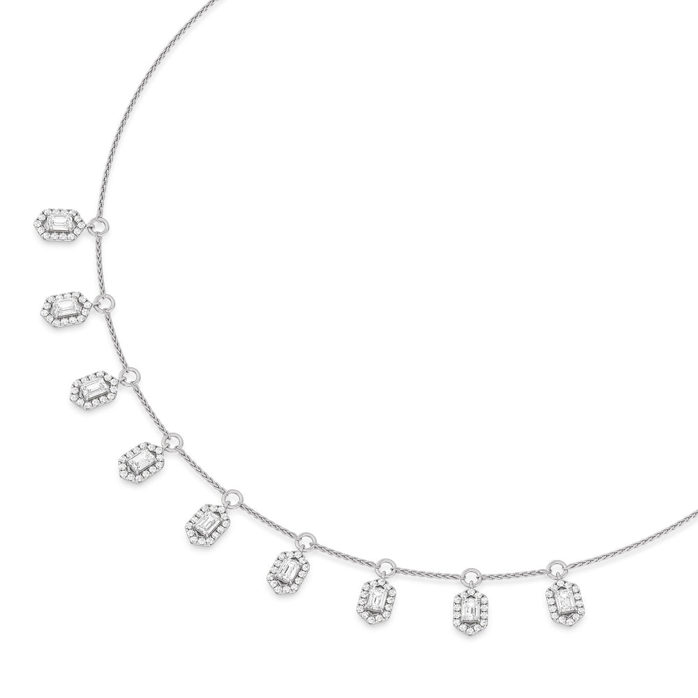 Halo Station Diamond Necklace with 14KT White Gold / Lab / 3 1/4 Cut Diamond in 14KT White Gold / Lab / 3 1/4 view 2
