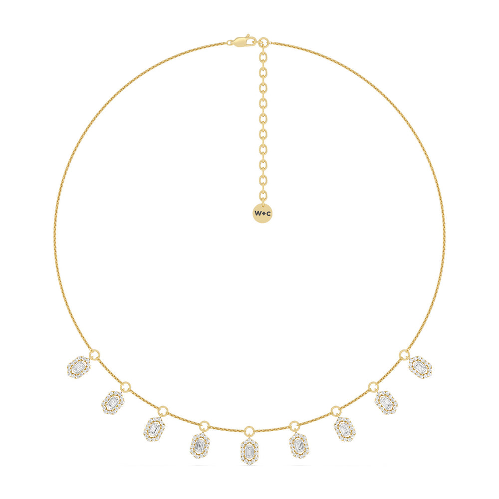 Halo Station Diamond Necklace with 14KT Yellow Gold / Lab / 3 1/4 Cut Diamond in 14KT Yellow Gold / Lab / 3 1/4 view 4
