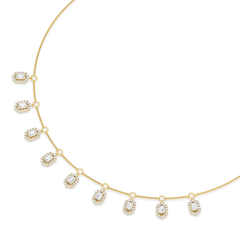 Halo Station Diamond Necklace with 14KT Yellow Gold / Lab / 3 1/4 Cut Diamond in 14KT Yellow Gold / Lab / 3 1/4 view 2
