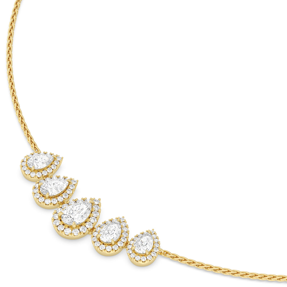Five Halo Teardrop Chain Necklace with 14KT Yellow Gold / Lab / 3 3/4 Cut Diamond in 14KT Yellow Gold / Lab / 3 3/4 view 2
