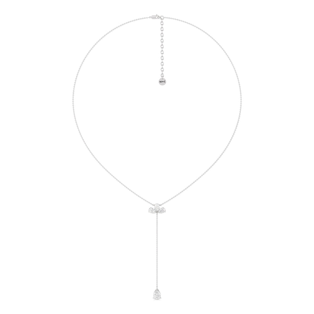 Pear and Teardrop Lariat Station Necklace with 14KT White Gold / Lab / 3 1/3 Cut Diamond in 14KT White Gold / Lab / 3 1/3 view 5
