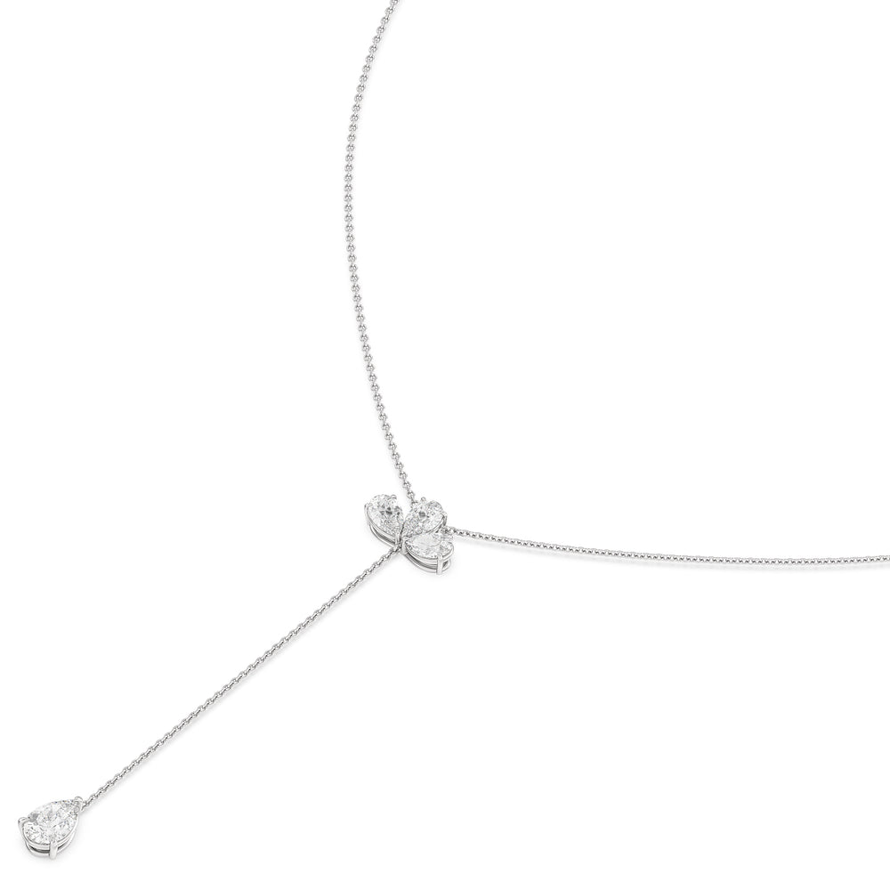 Pear and Teardrop Lariat Station Necklace with 14KT White Gold / Lab / 3 1/3 Cut Diamond in 14KT White Gold / Lab / 3 1/3 view 2
