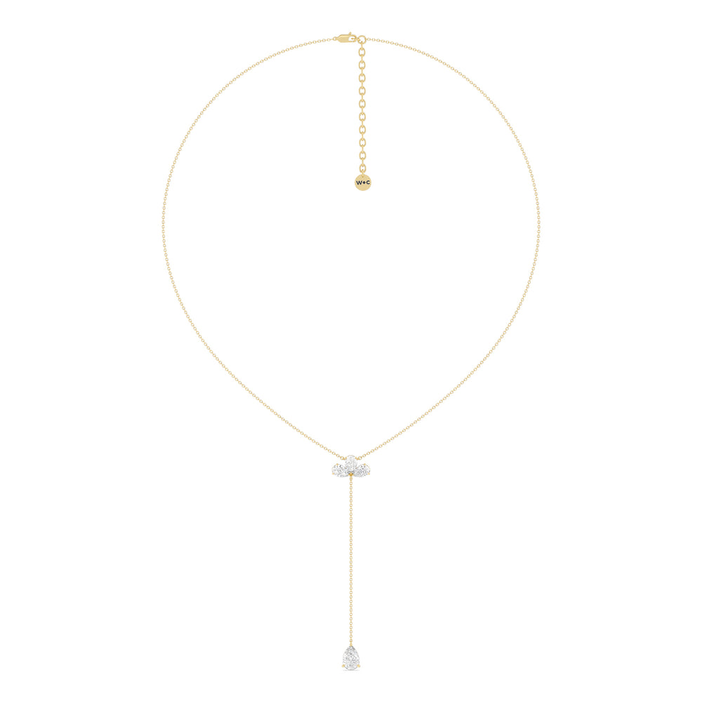 Pear and Teardrop Lariat Station Necklace with 14KT Yellow Gold / Lab / 3 1/3 Cut Diamond in 14KT Yellow Gold / Lab / 3 1/3 view 5
