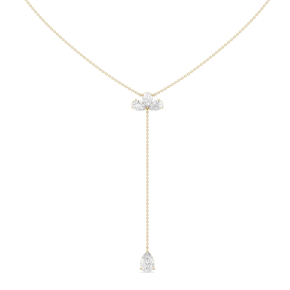 Pear and Teardrop Lariat Station Necklace with 14KT Yellow Gold / Lab / 3 1/3 Cut Diamond in 14KT Yellow Gold / Lab / 3 1/3 view 1
