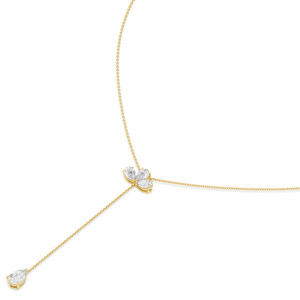 Pear and Teardrop Lariat Station Necklace with 14KT Yellow Gold / Lab / 3 1/3 Cut Diamond in 14KT Yellow Gold / Lab / 3 1/3 view 2
