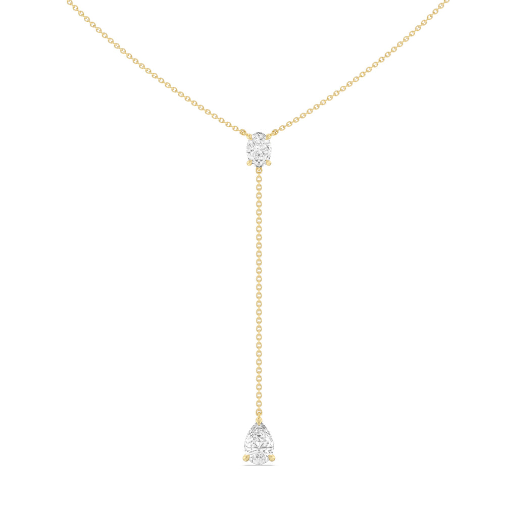 Oval and Teardrop Lariat Station Necklace with 14KT Yellow Gold / Lab / 2 1/2 Cut Diamond in 14KT Yellow Gold / Lab / 2 1/2 view 1
