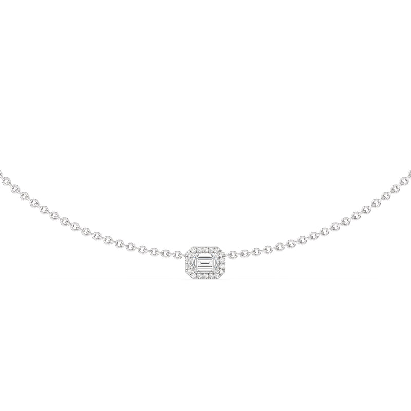Halo Emerald Chain Necklace