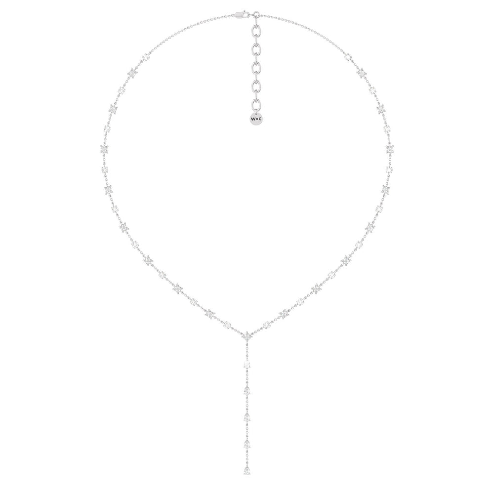 Mixed Shape Lariat Station Necklace with 14KT White Gold / Lab / 6 9/10 Cut Diamond in 14KT White Gold / Lab / 6 9/10 view 5
