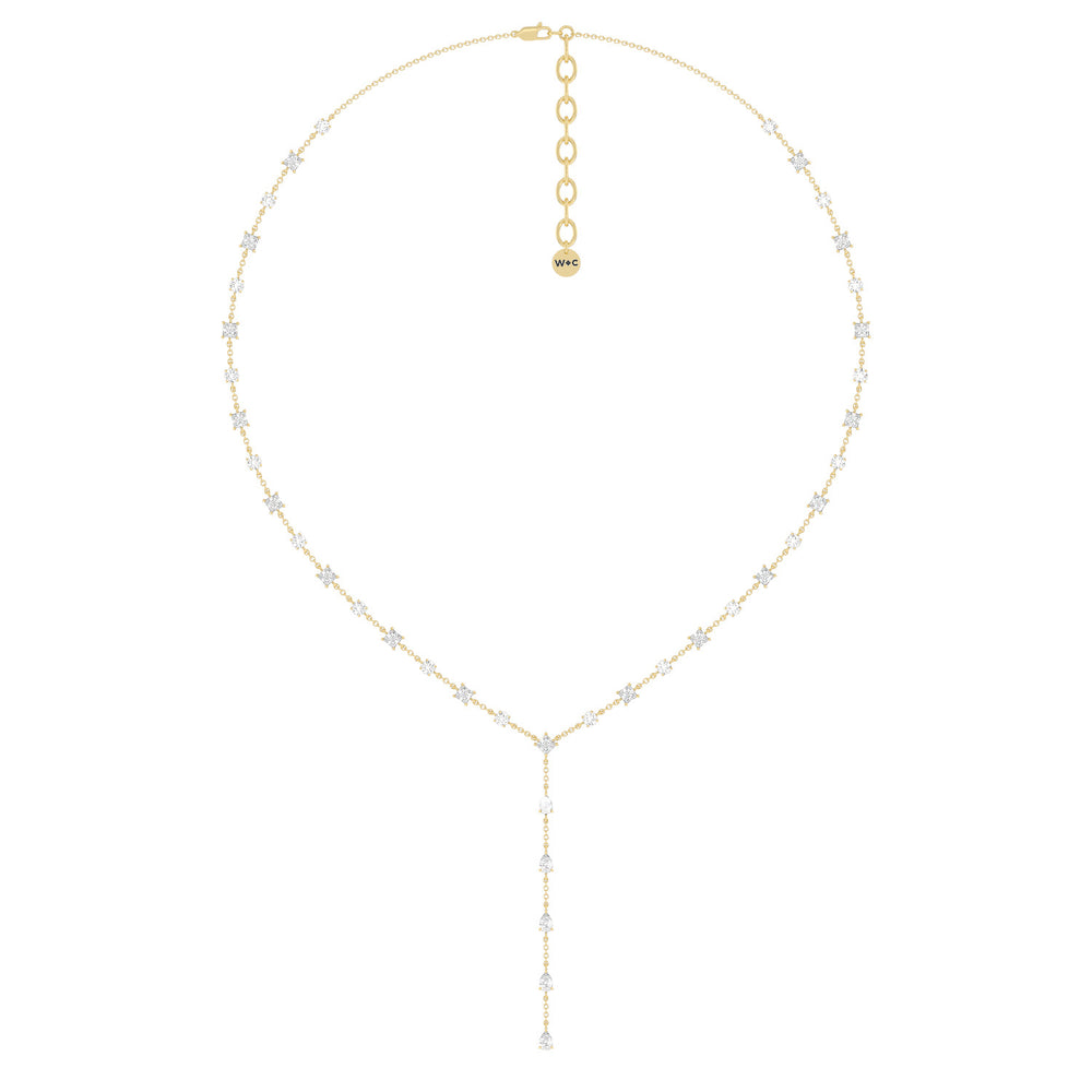 Mixed Shape Lariat Station Necklace with 14KT Yellow Gold / Lab / 6 9/10 Cut Diamond in 14KT Yellow Gold / Lab / 6 9/10 view 5
