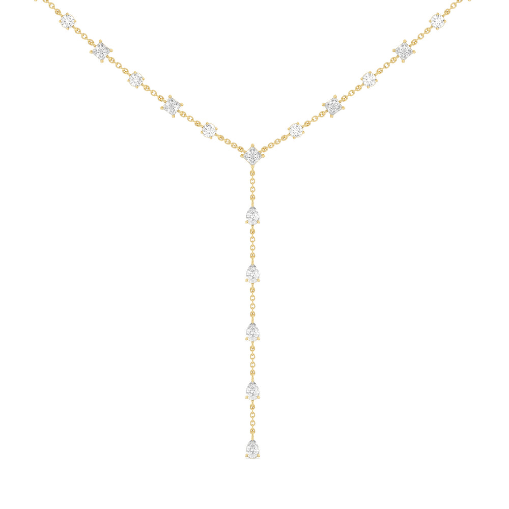 Mixed Shape Lariat Station Necklace with 14KT Yellow Gold / Lab / 6 9/10 Cut Diamond in 14KT Yellow Gold / Lab / 6 9/10 view 1

