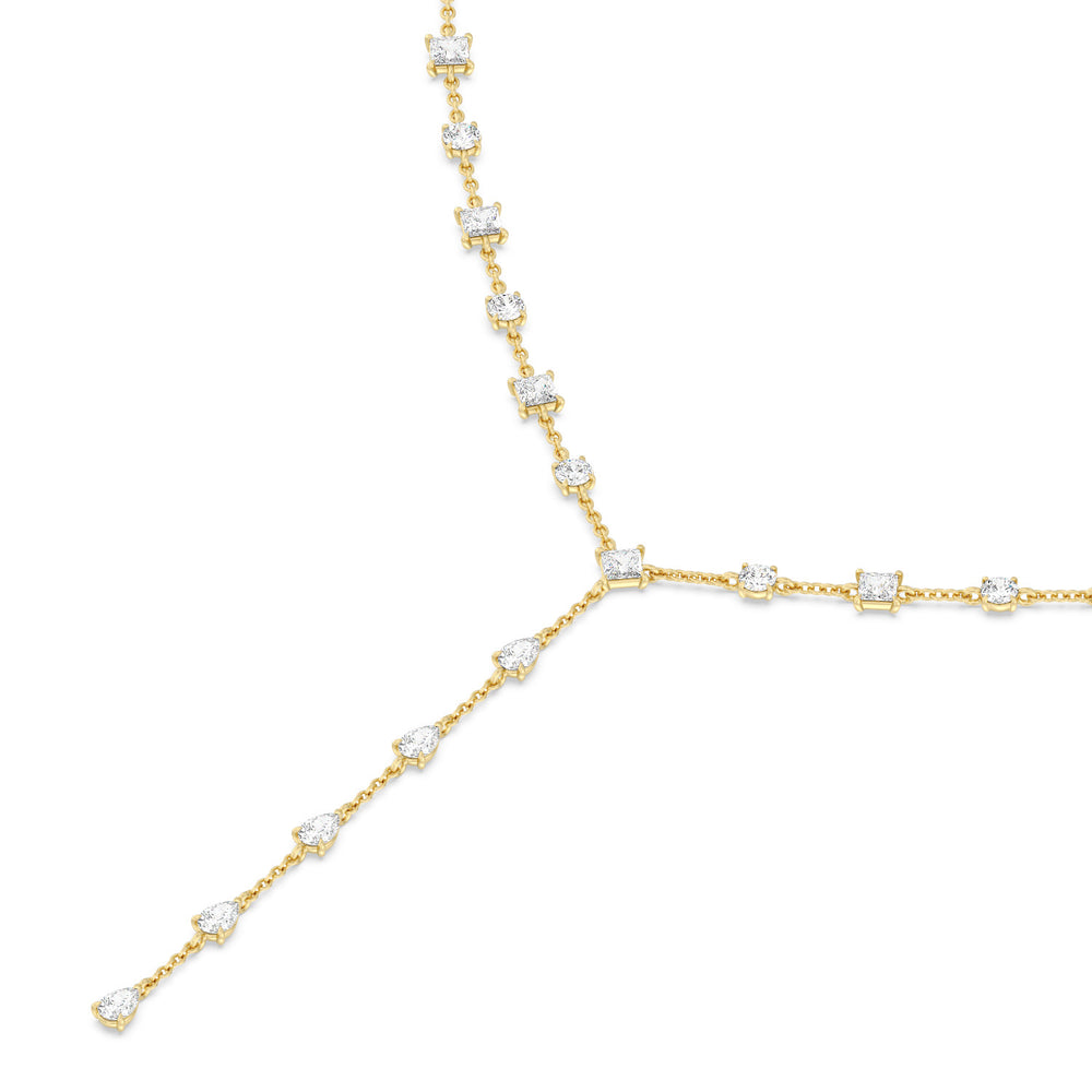 Mixed Shape Lariat Station Necklace with 14KT Yellow Gold / Lab / 6 9/10 Cut Diamond in 14KT Yellow Gold / Lab / 6 9/10 view 2
