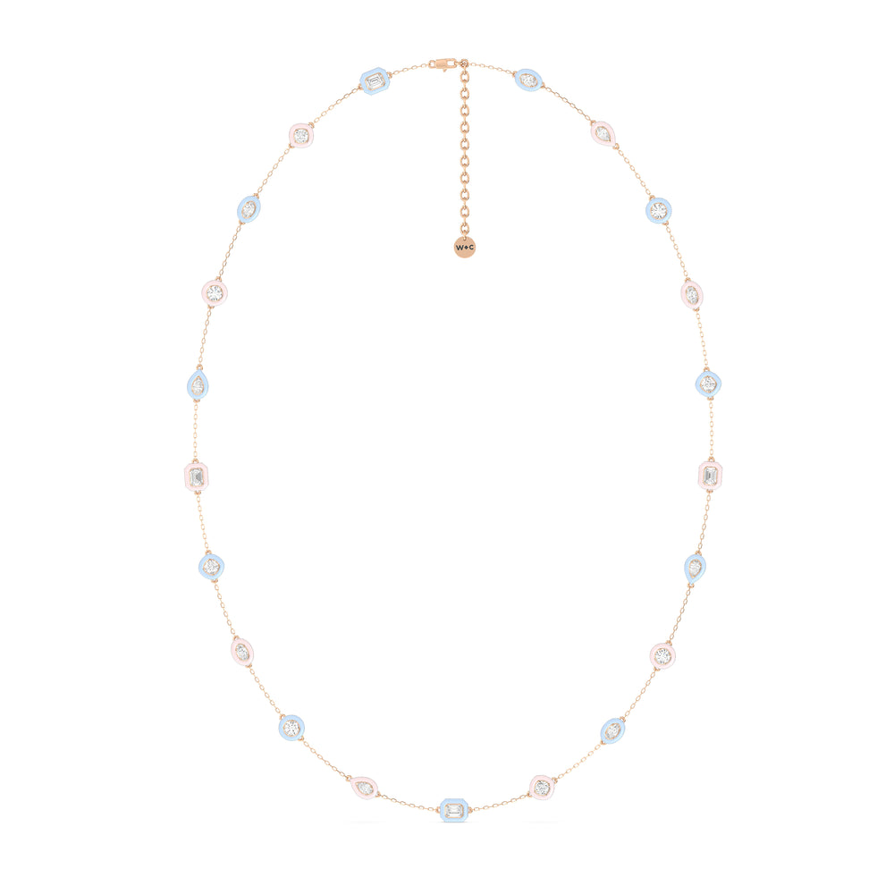 Multi Color Station Necklace with 14KT Rose Gold / Lab / 6 7/8 Cut Diamond in 14KT Rose Gold / Lab / 6 7/8 view 3
