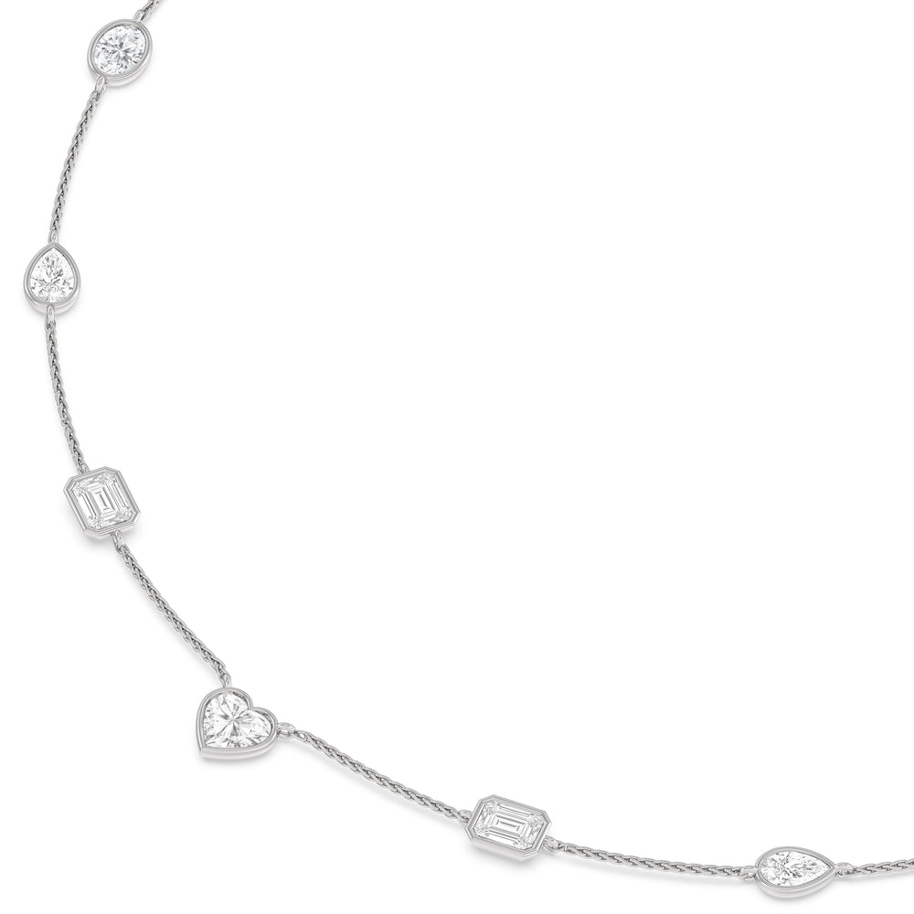 Multi Shape Station Necklace with 14KT White Gold / Lab / 6 Cut Diamond in 14KT White Gold / Lab / 6 view 3
