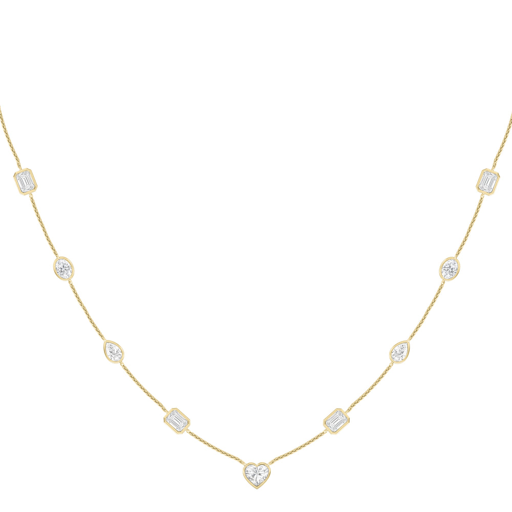 Multi Shape Station Necklace with 14KT Yellow Gold / Lab / 6 Cut Diamond in 14KT Yellow Gold / Lab / 6 view 1
