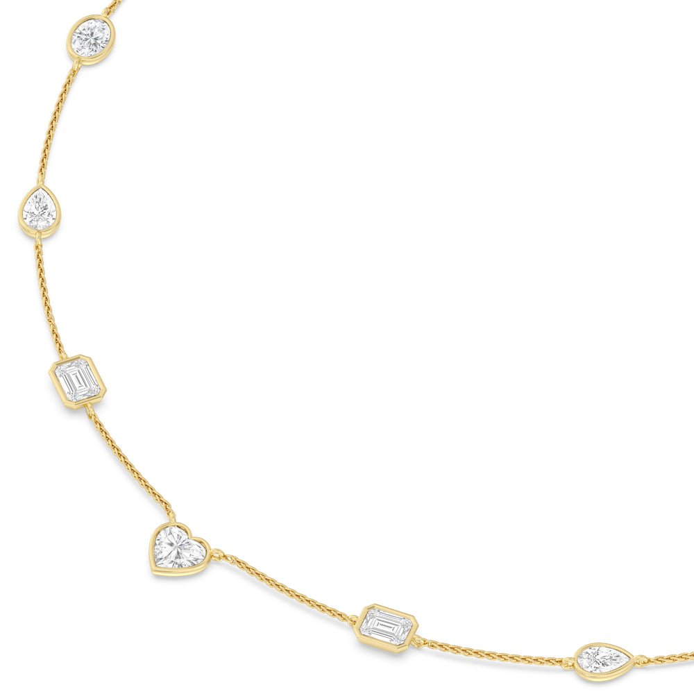 Multi Shape Station Necklace with 14KT Yellow Gold / Lab / 6 Cut Diamond in 14KT Yellow Gold / Lab / 6 view 3
