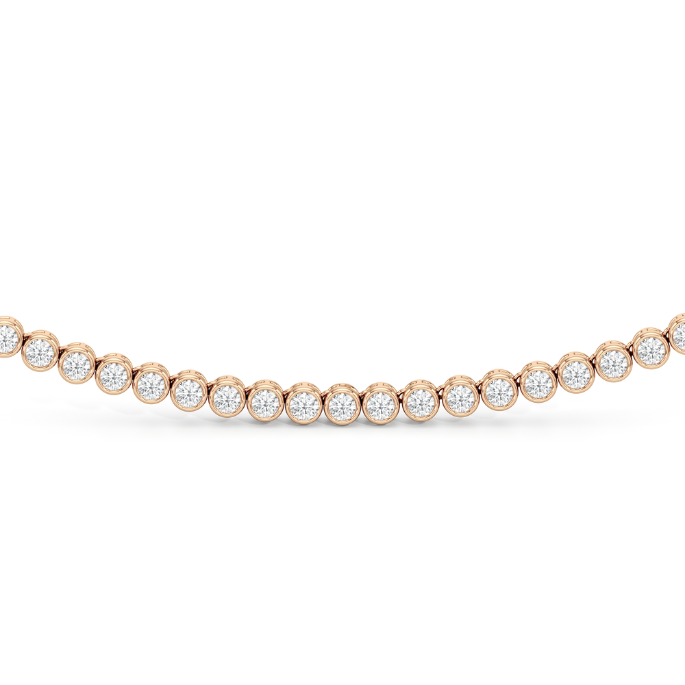 Classic Round Bezel Diamond Tennis Necklace with 6 Cut Diamond in 14KT Rose Gold view 3
