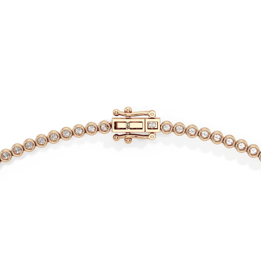 Classic Round Bezel Diamond Tennis Necklace with 6 Cut Diamond in 14KT Rose Gold view 4
