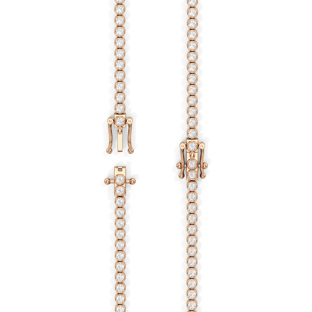 Classic Round Bezel Diamond Tennis Necklace with 6 Cut Diamond in 14KT Rose Gold view 5
