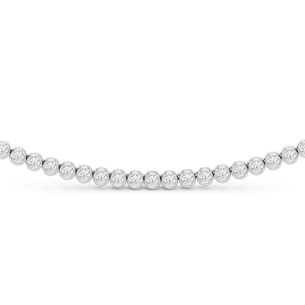 Classic Round Bezel Diamond Tennis Necklace with 6 Cut Diamond in 14KT White Gold view 3
