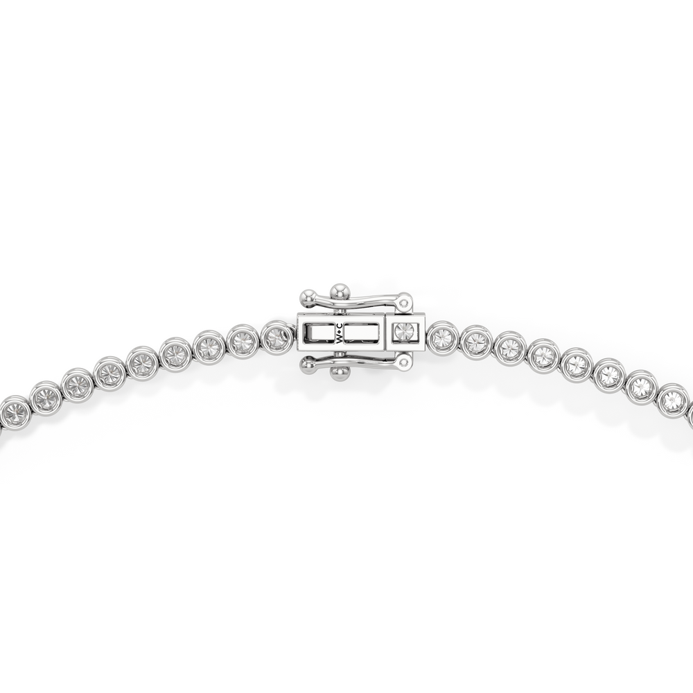 Classic Round Bezel Diamond Tennis Necklace with 6 Cut Diamond in 14KT White Gold view 4
