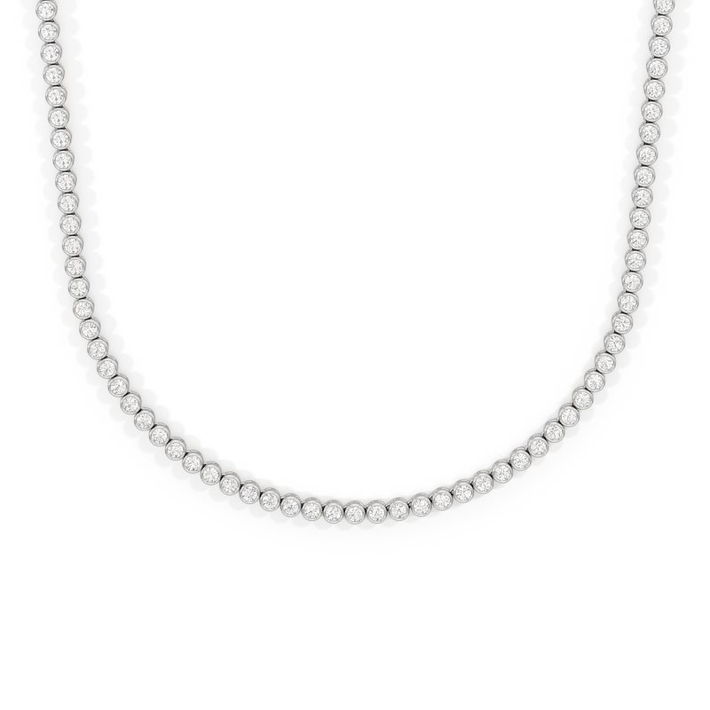 Classic Round Bezel Diamond Tennis Necklace