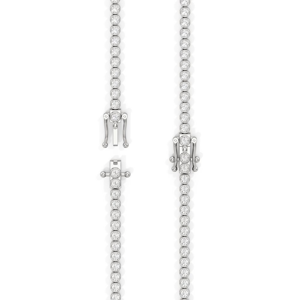 Classic Round Bezel Diamond Tennis Necklace with 6 Cut Diamond in 14KT White Gold view 5
