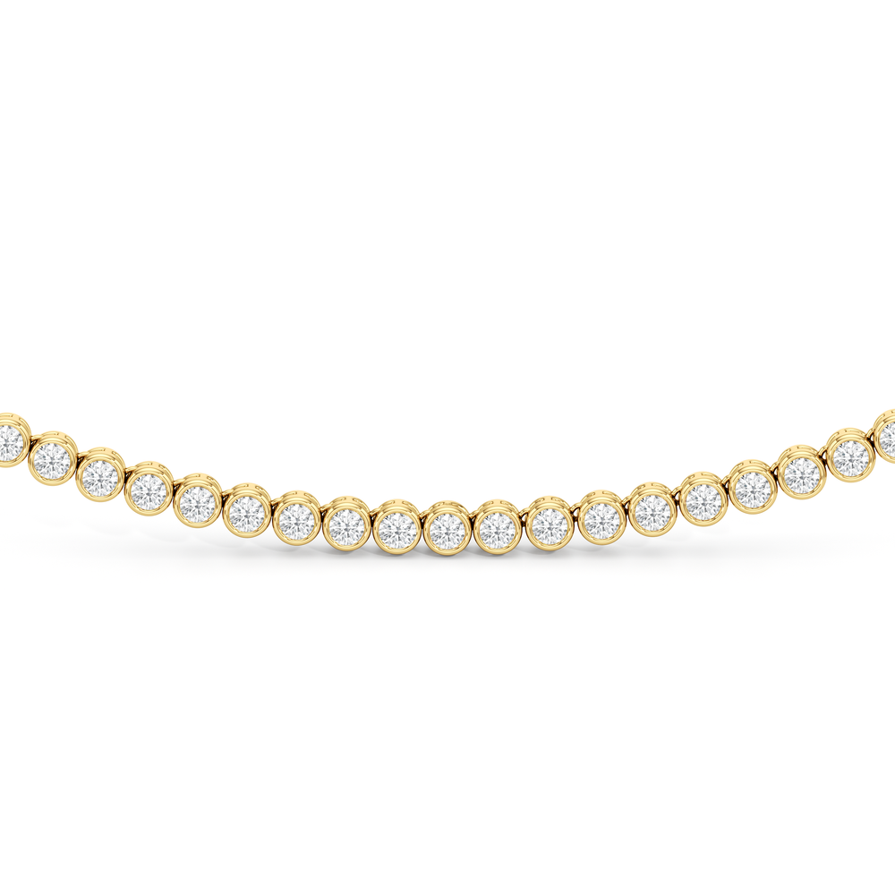 Classic Round Bezel Diamond Tennis Necklace with 6 Cut Diamond in 14KT Yellow Gold view 3
