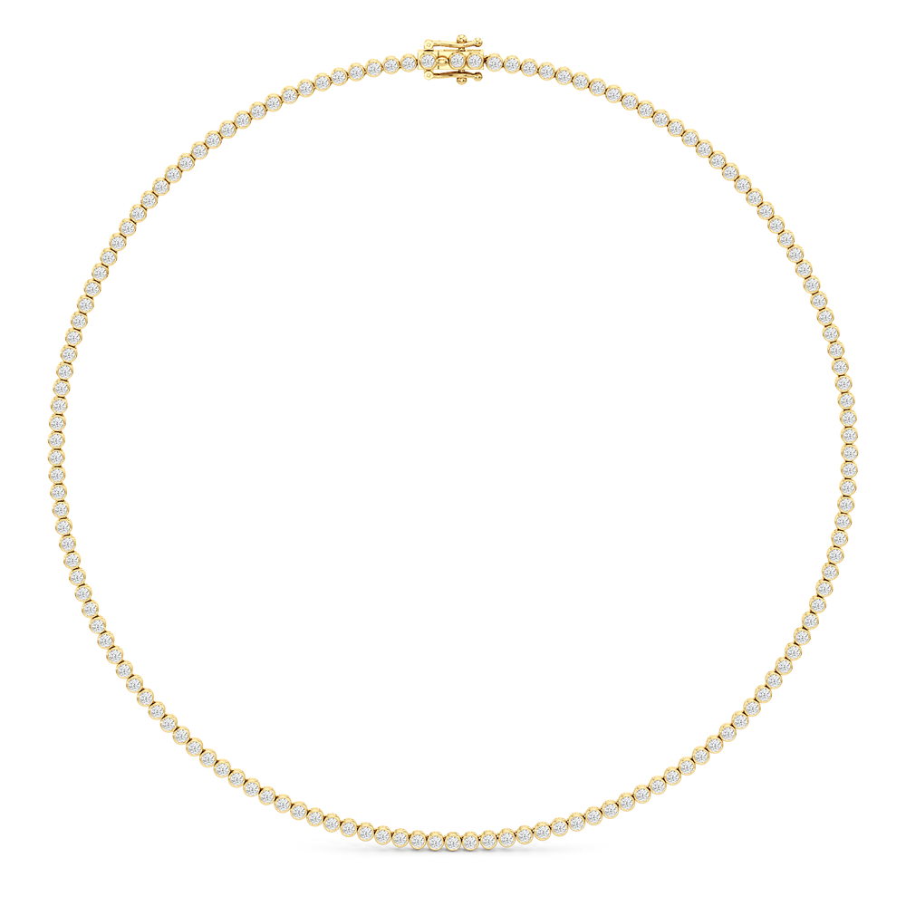 Classic Round Bezel Diamond Tennis Necklace with 6 Cut Diamond in 14KT Yellow Gold view 2

