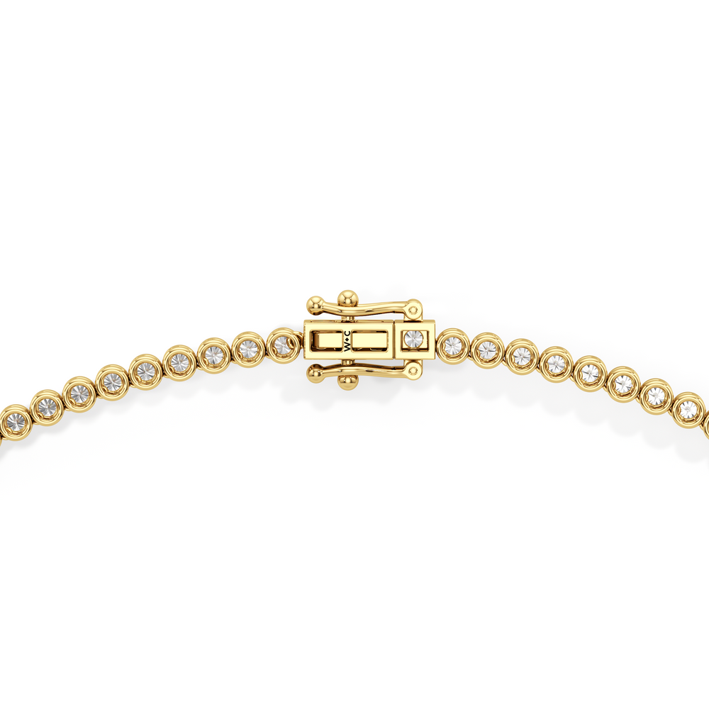 Classic Round Bezel Diamond Tennis Necklace with 6 Cut Diamond in 14KT Yellow Gold view 4
