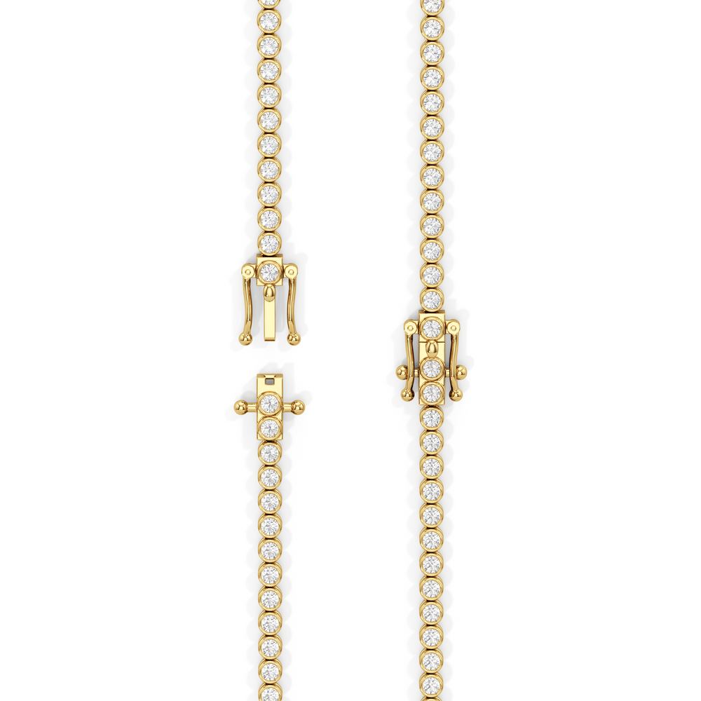 Classic Round Bezel Diamond Tennis Necklace with 6 Cut Diamond in 14KT Yellow Gold view 5
