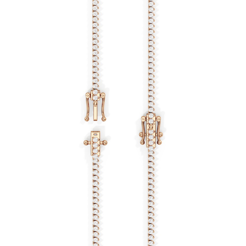 Classic Three Prong Diamond Tennis Necklace with 4 Cut Diamond in 14KT Rose Gold view 5
