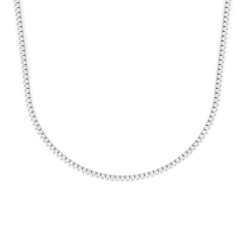 Classic Three Prong Diamond Tennis Necklace