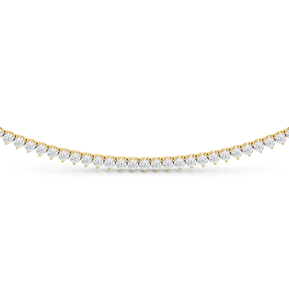 Classic Three Prong Diamond Tennis Necklace with 6 Cut Diamond in 14KT Yellow Gold view 3
