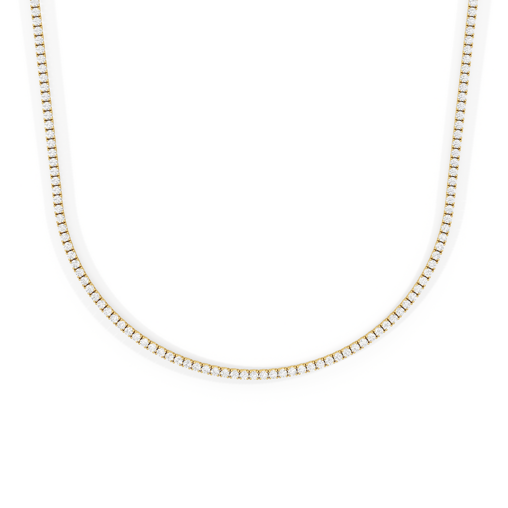 Classic Four Prong Diamond Tennis Necklace with 4 Cut Diamond in 14KT Yellow Gold view 1
