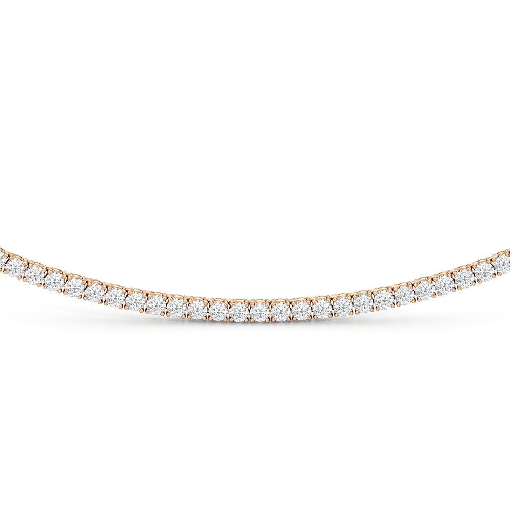 Classic Four Prong Diamond Tennis Necklace with 6 1/2 Cut Diamond in 14KT Rose Gold view 3
