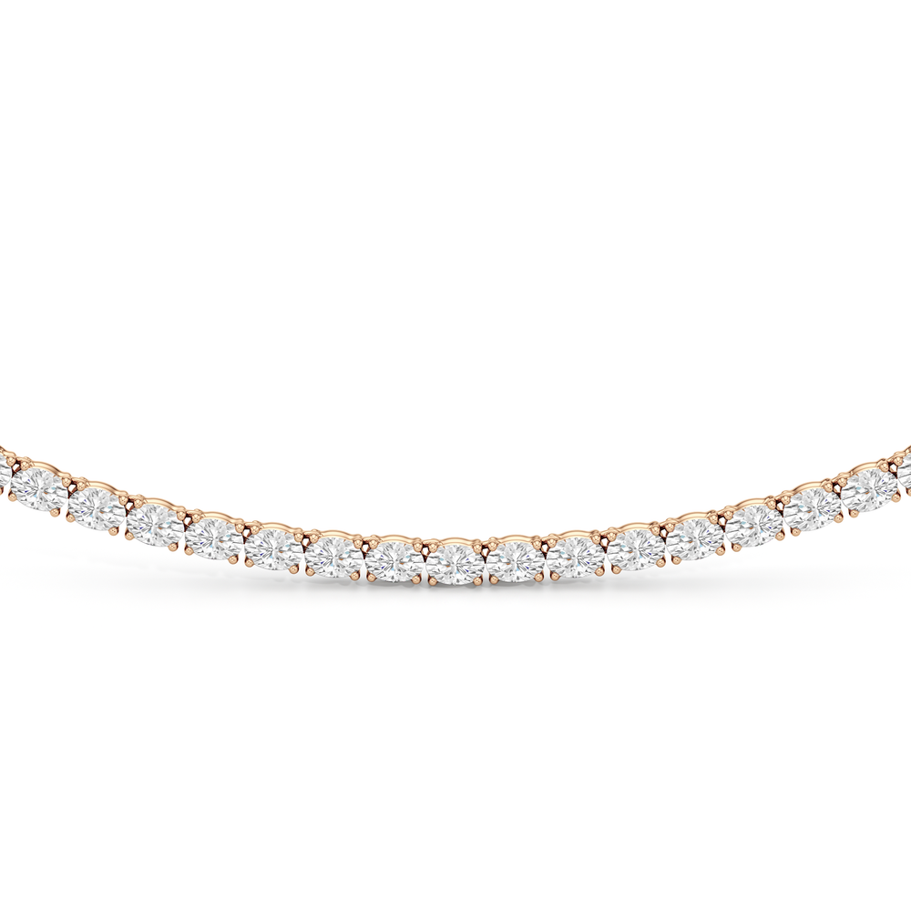 Oval East West Diamond Tennis Necklace with 10 Cut Diamond in 14KT Rose Gold view 3
