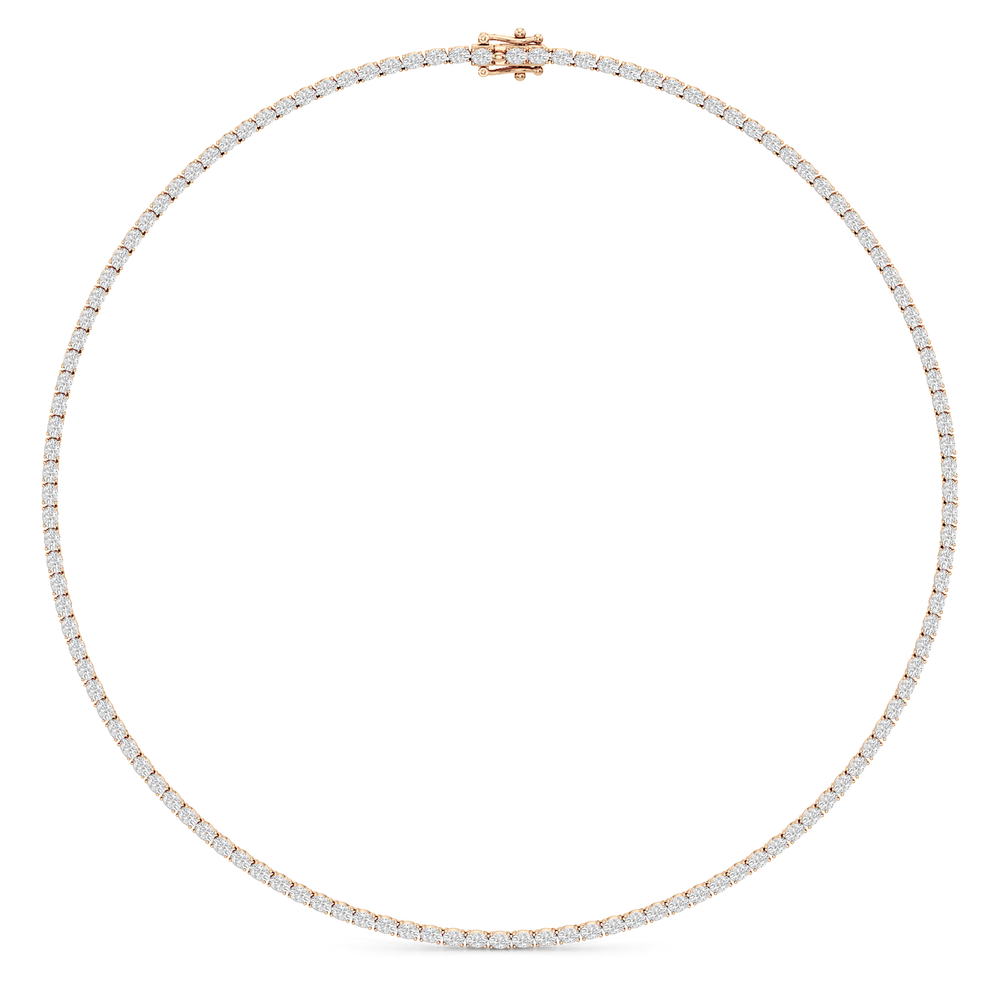 Oval East West Diamond Tennis Necklace with 10 Cut Diamond in 14KT Rose Gold view 2
