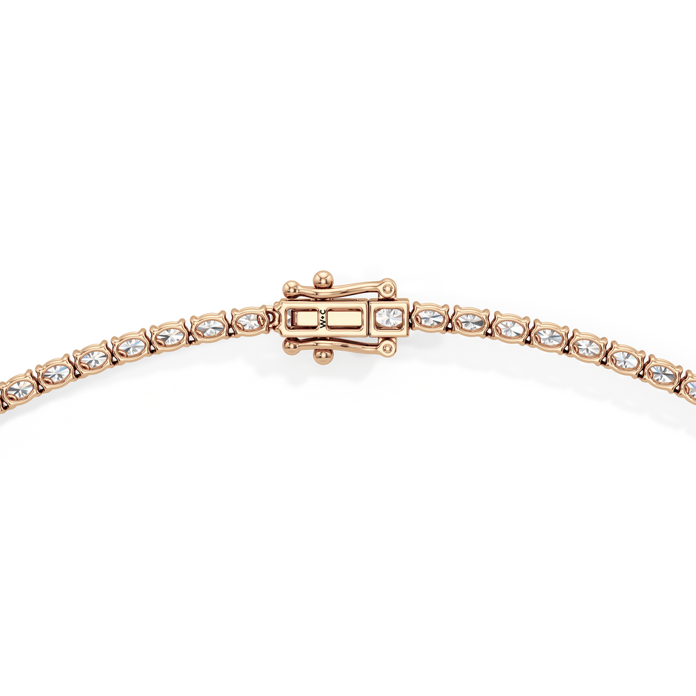 Oval East West Diamond Tennis Necklace with 10 Cut Diamond in 14KT Rose Gold view 4
