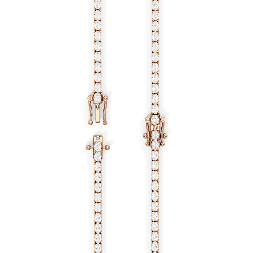 Oval East West Diamond Tennis Necklace with 10 Cut Diamond in 14KT Rose Gold view 5
