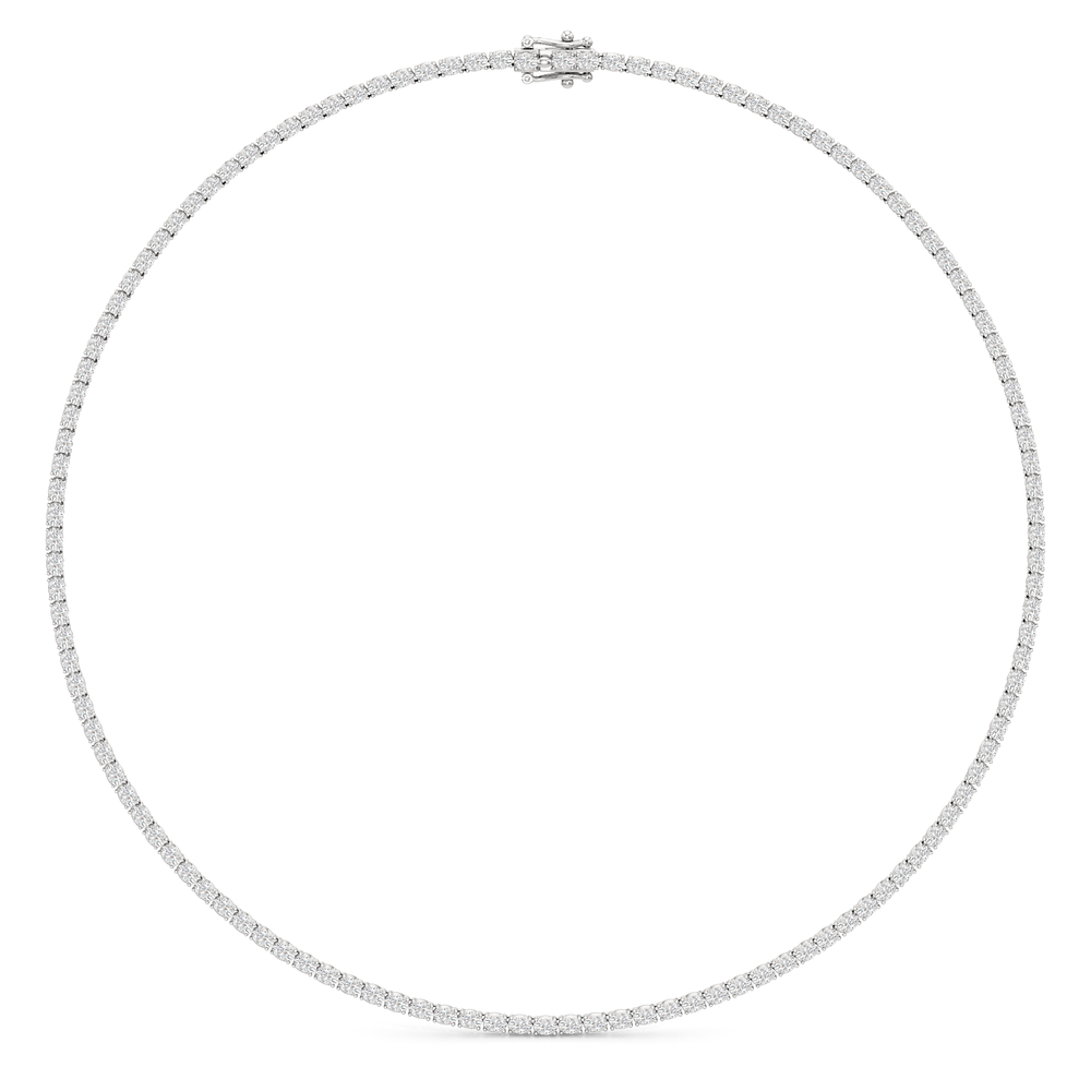 Oval East West Diamond Tennis Necklace with 10 Cut Diamond in 14KT White Gold view 2
