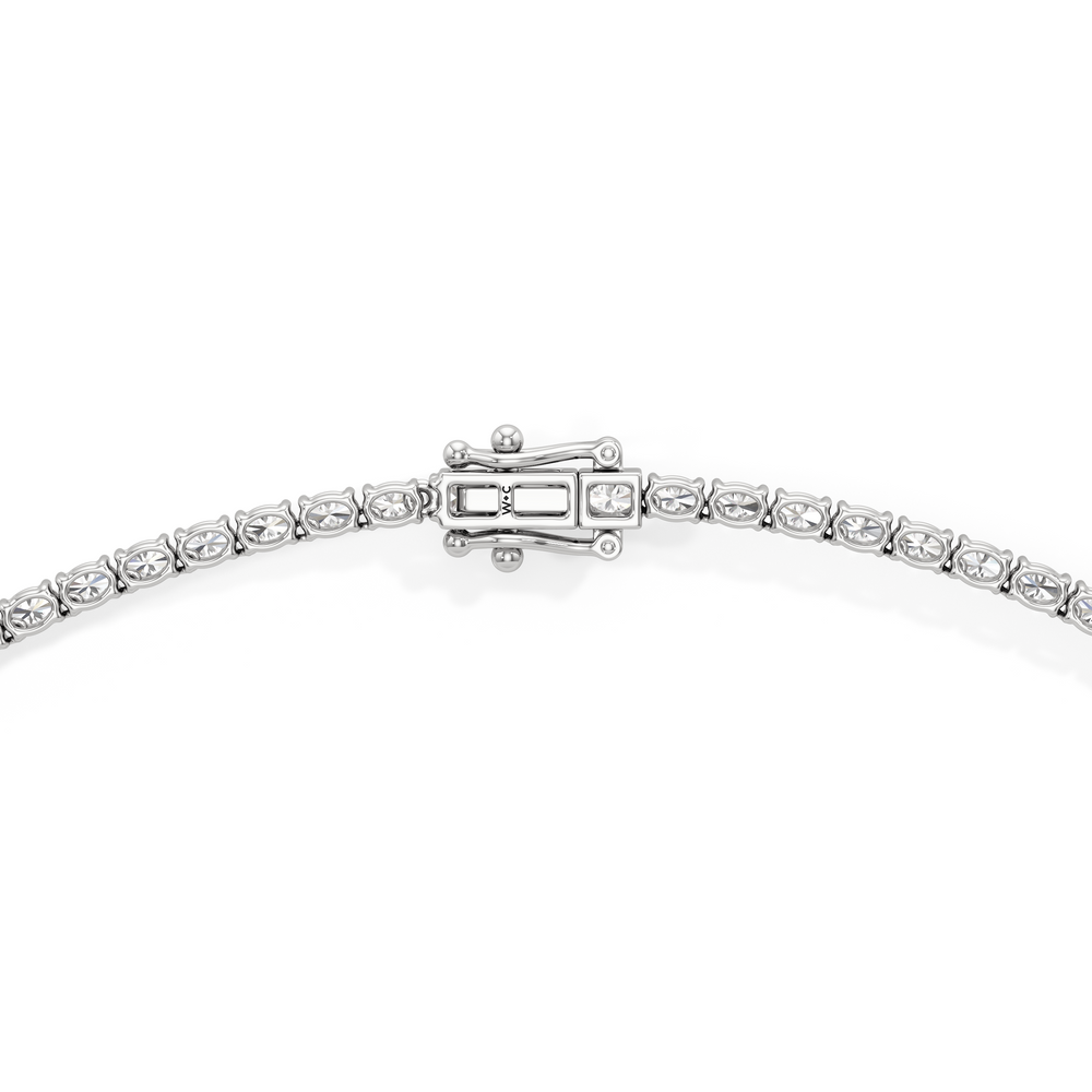 Oval East West Diamond Tennis Necklace with 10 Cut Diamond in 14KT White Gold view 4
