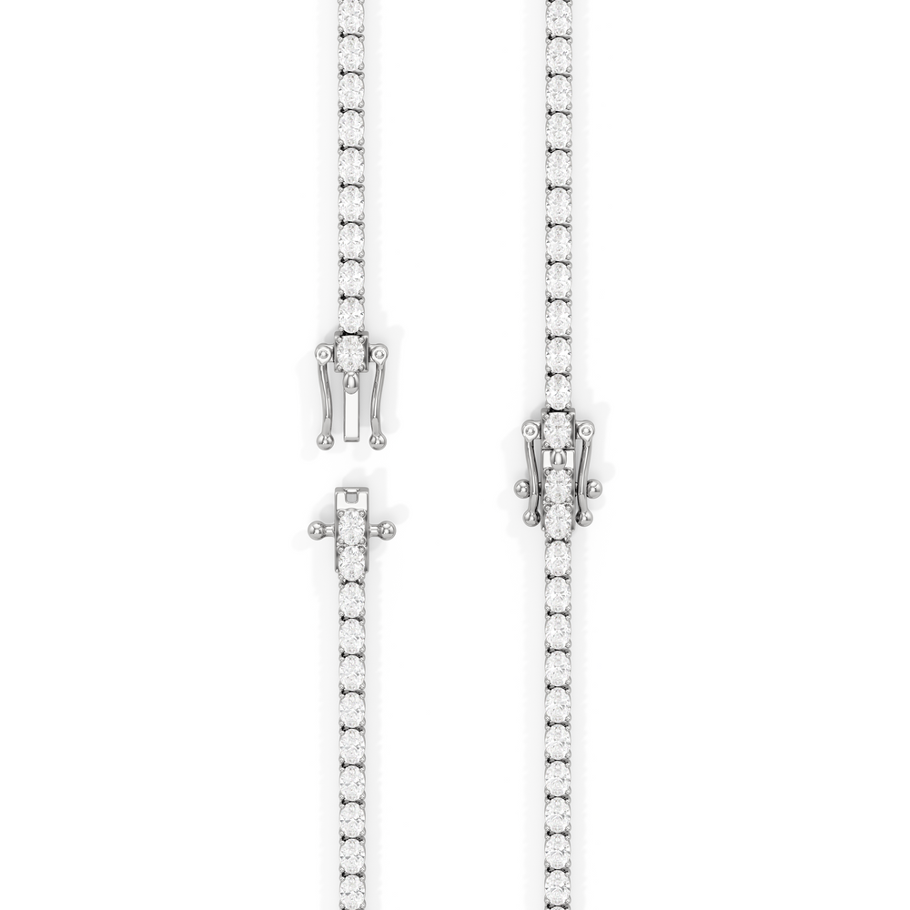 Oval East West Diamond Tennis Necklace with 10 Cut Diamond in 14KT White Gold view 5
