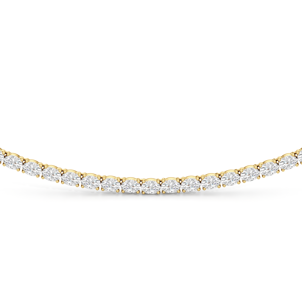 Oval East West Diamond Tennis Necklace with 10 Cut Diamond in 14KT Yellow Gold view 3
