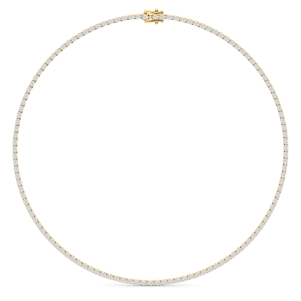 Oval East West Diamond Tennis Necklace with 10 Cut Diamond in 14KT Yellow Gold view 2
