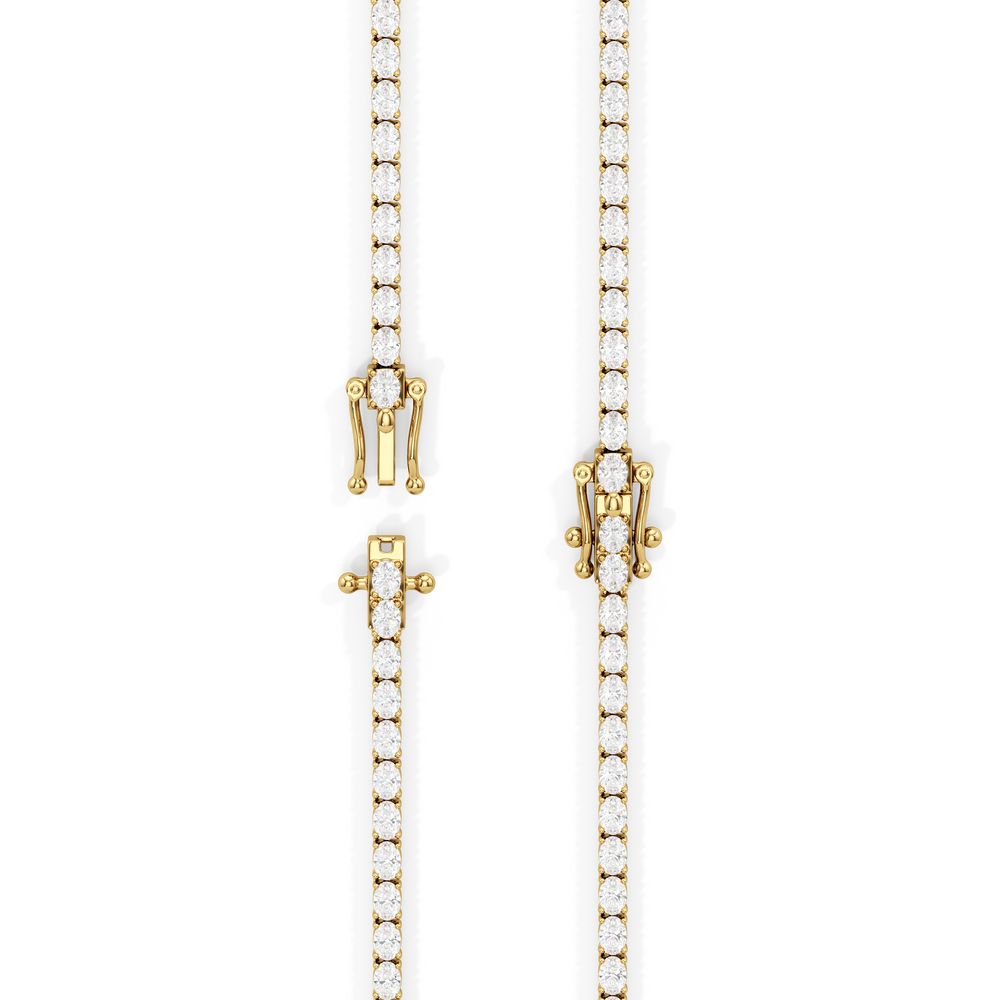 Oval East West Diamond Tennis Necklace with 10 Cut Diamond in 14KT Yellow Gold view 5
